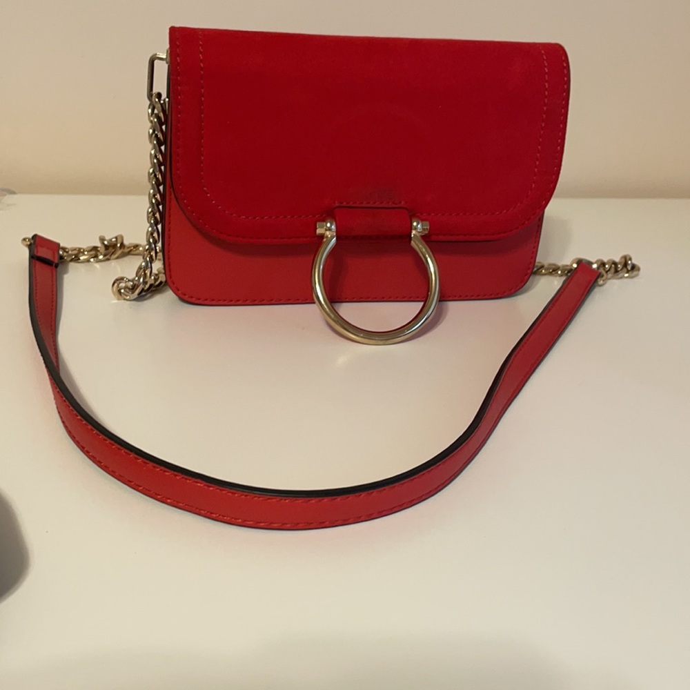 Top Shop Mini Crossbody Red w/Gold Chains